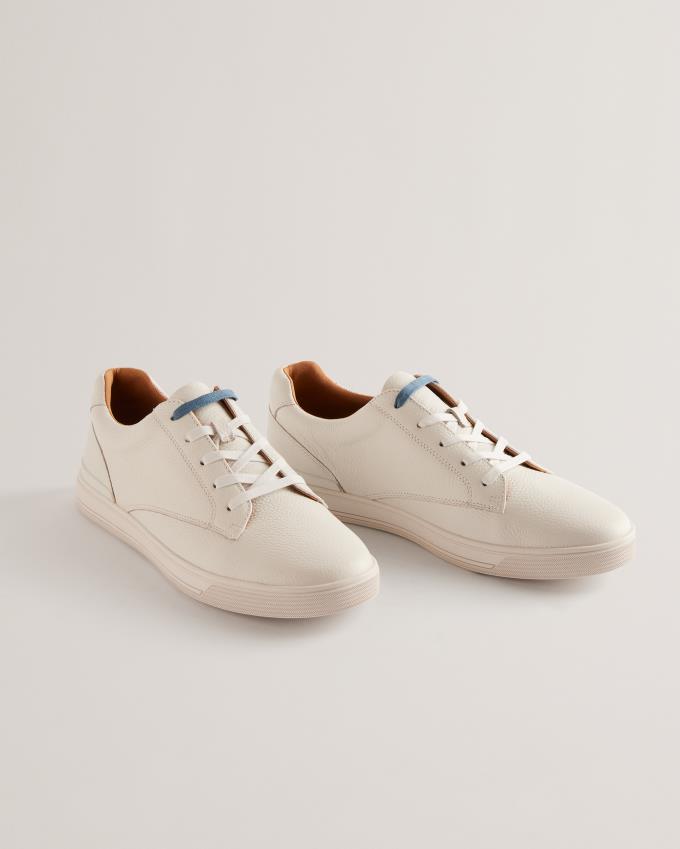 Basket Ted Baker Textured Leather Low Top Blanche Homme | JOW-71104442